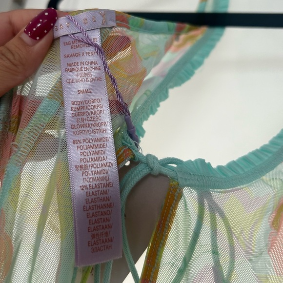 Savage X Fenty Free Spirt Flower Power Teddy lingerie size Small NWT sexy chic - Picture 11 of 11